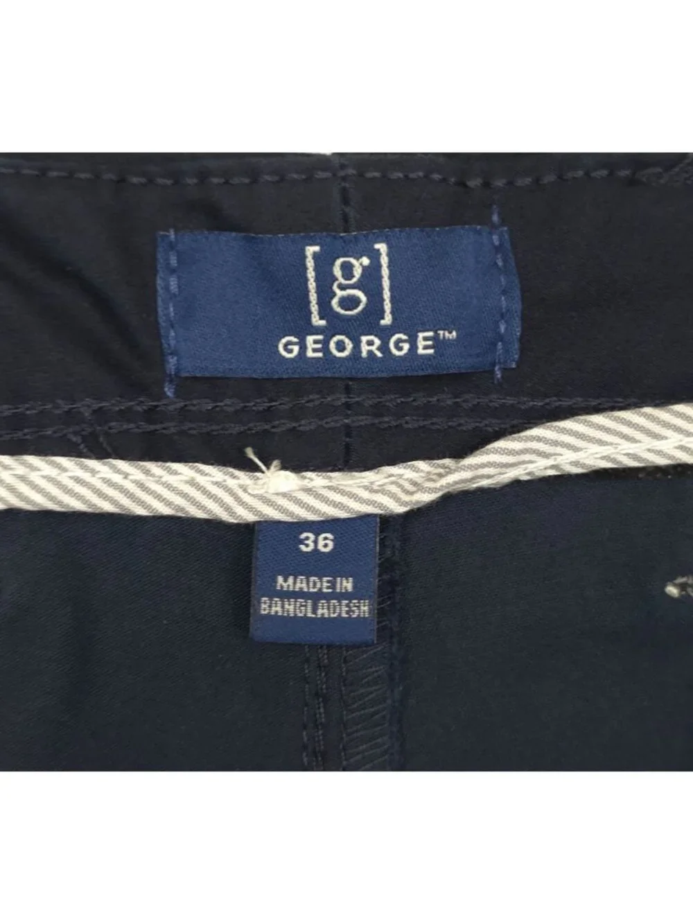 George Mens Stretch Cargo Shorts Navy Blue Size 36 At The Knee Comfortable Fit